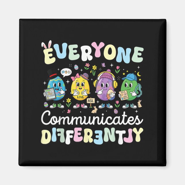 Autism Easter Bunny Everyone Communicates Magnet (Front)