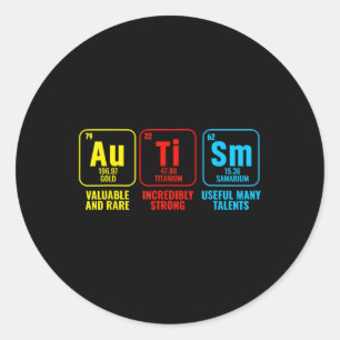 Autism Elements Periodic Table Awareness Asd Classic Round Sticker