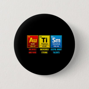 Autism Elements Periodic Table Awareness ASD Men 6 Cm Round Badge