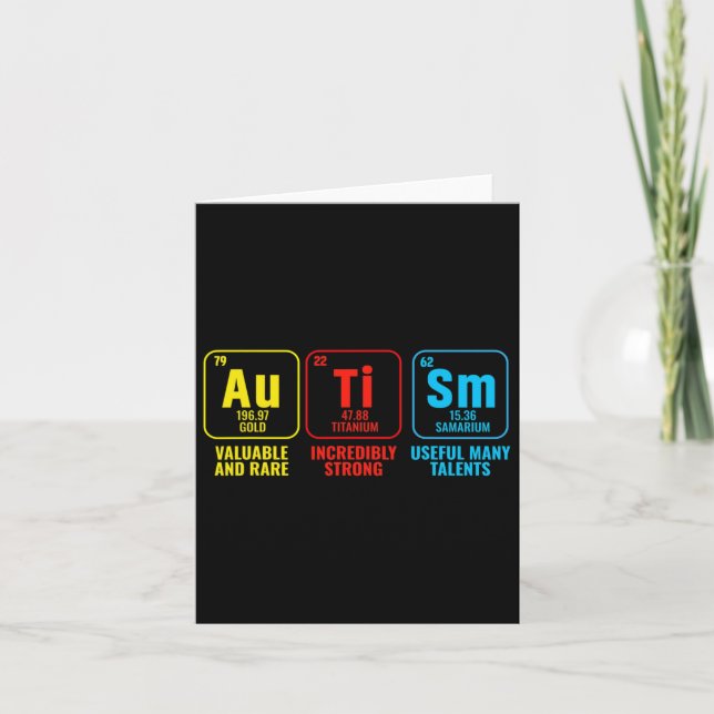 Autism Elements Periodic Table Awareness Asd Men W Card (Front)
