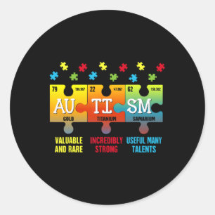 Autism Elements Periodic Table Awareness Asd Men W Classic Round Sticker