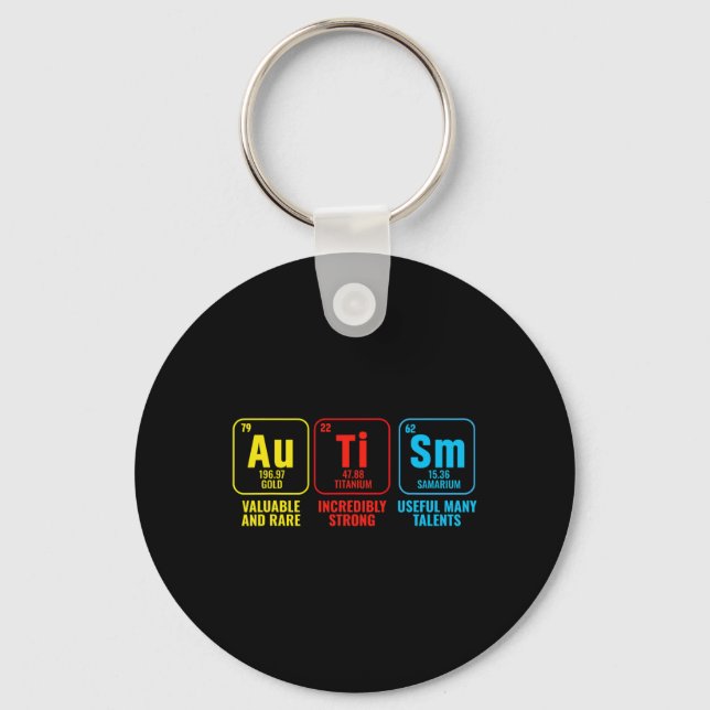 Autism Elements Periodic Table Awareness Asd Men W Key Ring (Front)