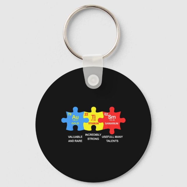 Autism Elements Periodic Table Awareness Asd Men W Key Ring (Front)