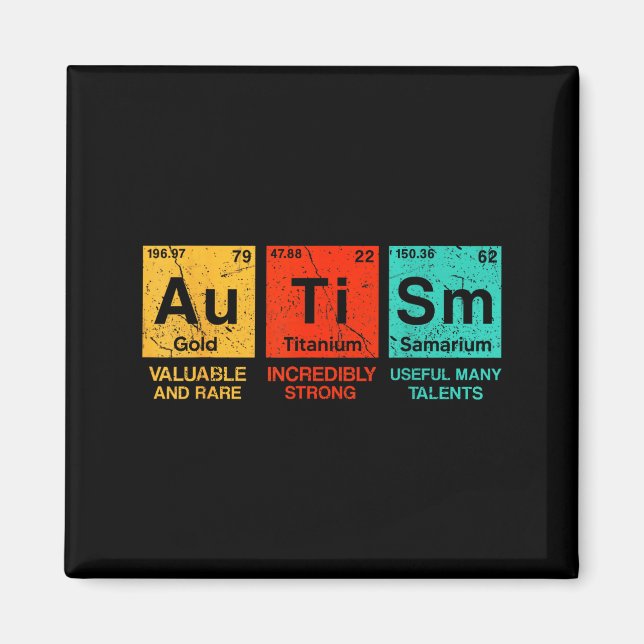 Autism Elements Periodic Table Awareness Asd Men W Magnet (Front)