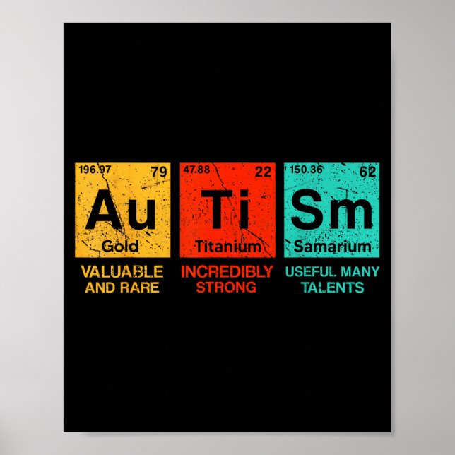 Autism Elements Periodic Table Awareness Asd Men W Poster (Front)