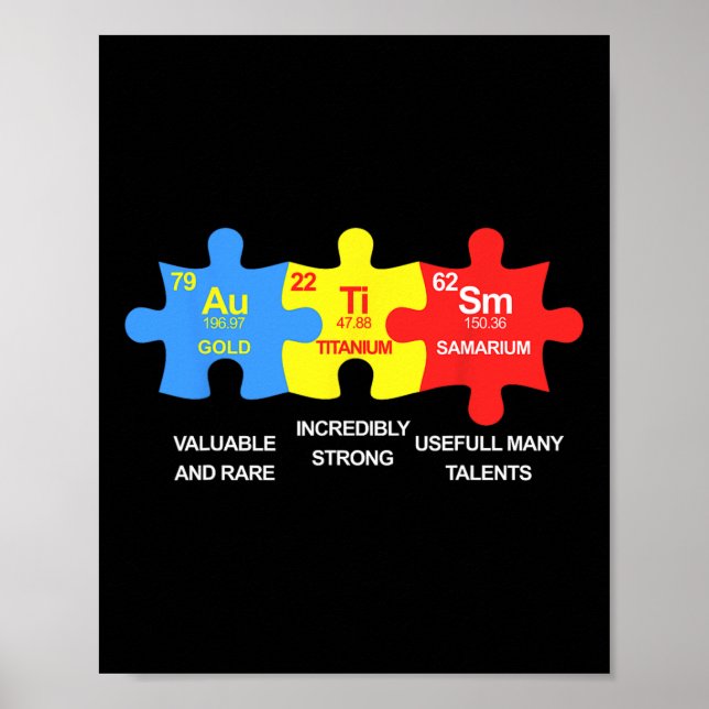 Autism Elements Periodic Table Awareness Asd Men W Poster (Front)