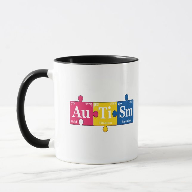 Autism Elements Periodic Table Awareness Chemistry Mug (Left)