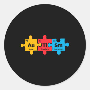 Autism Elements Periodic Table Puzzle Awareness As Classic Round Sticker