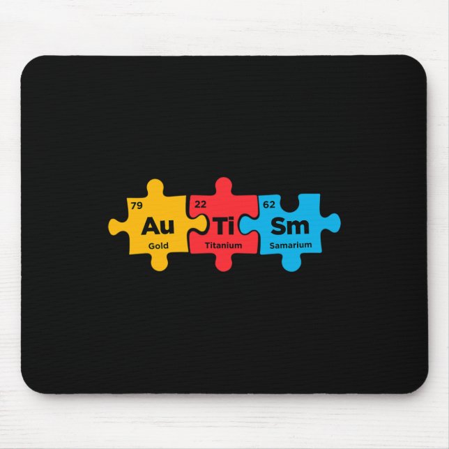 Autism Elements Periodic Table Puzzle Awareness As Mouse Pad (Front)