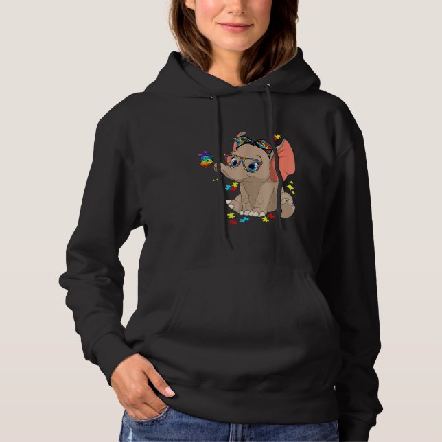 Autism Elephant Glasses Awareness Mum Kids Autism  Hoodie (Front)