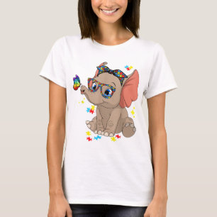 Autism Elephant Glasses Awareness Mum Kids Autism T-Shirt