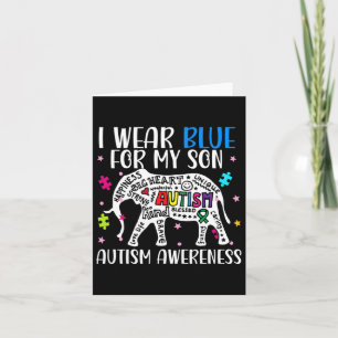 Autism Elephant I Wear Blues For My Son Autism Awa Card
