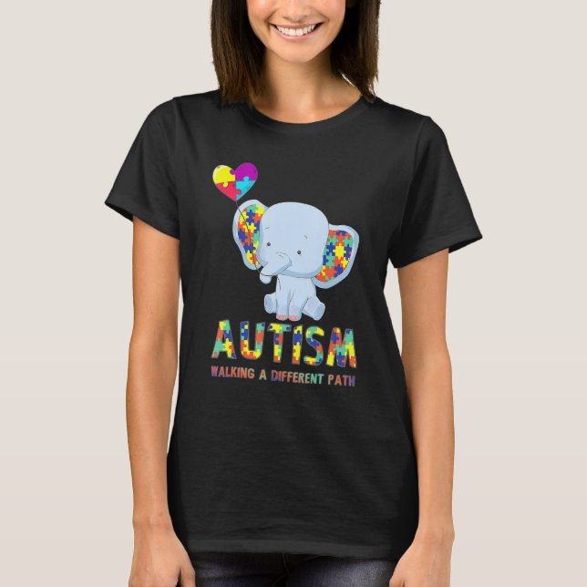 Autism Elephant Walking A Different Path T Shirt F (Front)