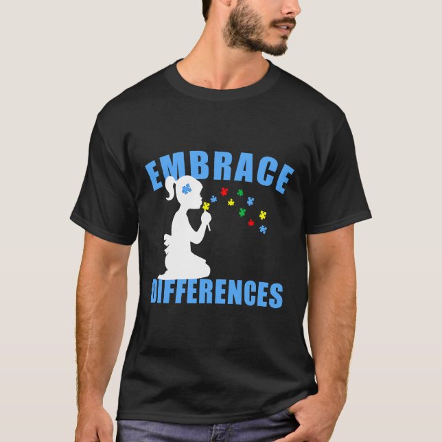 Autism-Embrace Differences  Autism Awareness T-Shirt (Front)