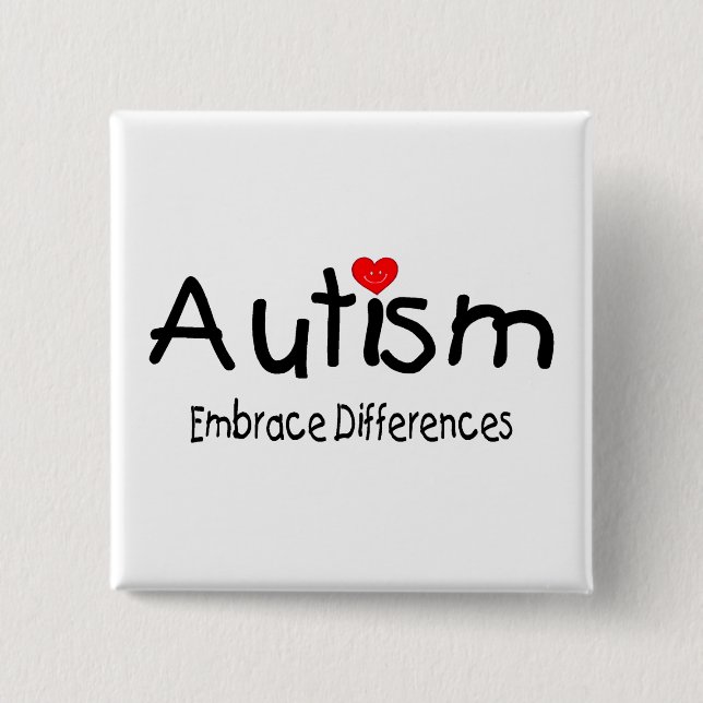 Autism, Embrace Differences - Customised 15 Cm Square Badge (Front)