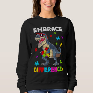 Autism Embrace Differences Dinosaur Rex Kids Cute  Sweatshirt