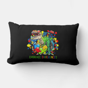 Autism Embrace Differences Dinosaur T-Rex Kids Cut Lumbar Cushion