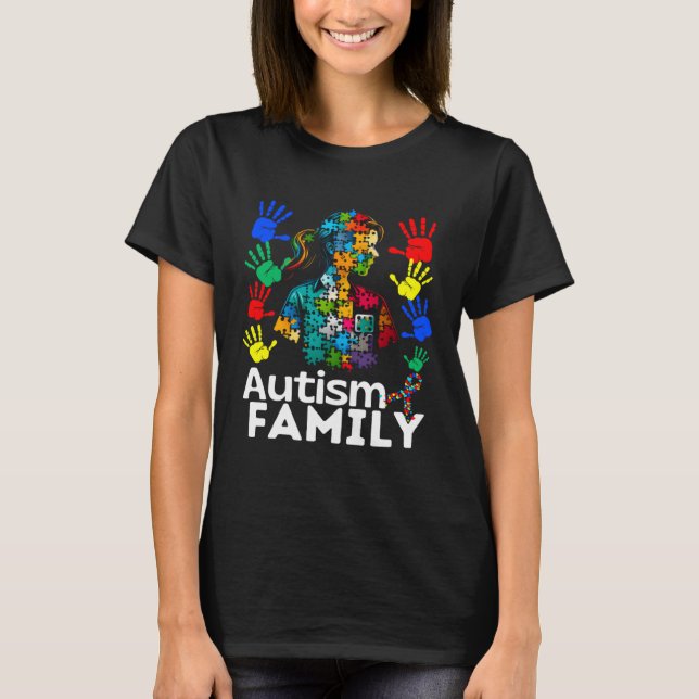Autism Family Navigating Autism Autism Mum Dad Fam T-Shirt (Front)