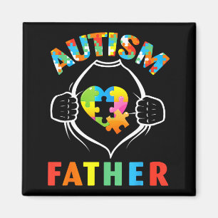 Autism Father Superhero Puzzle Heart Awareness Sup Magnet