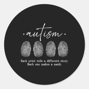 Autism Fingerprint Each Print Tells A Different St Classic Round Sticker