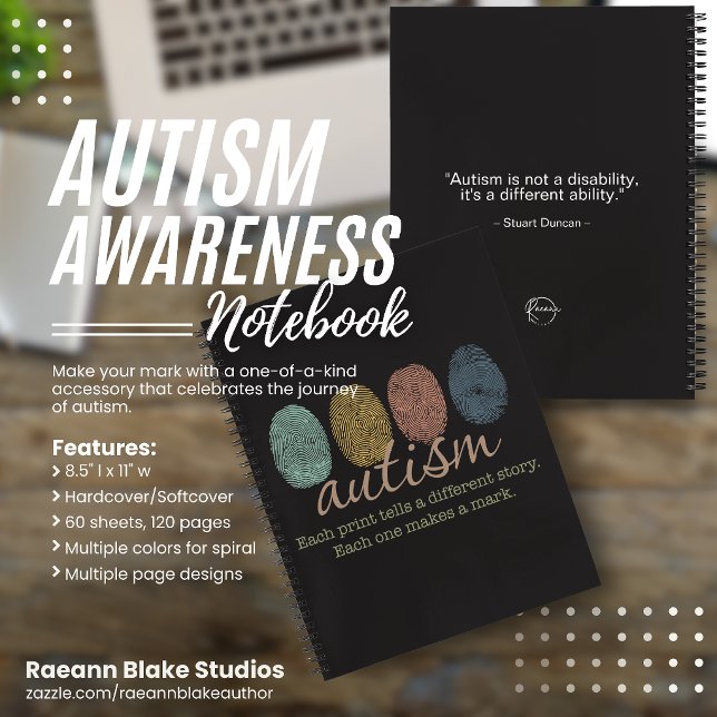 Autism Fingerprint/Quote Spiral Notebook (Creator Uploaded)