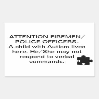 Autism Fire/Emergency Safety Stickers