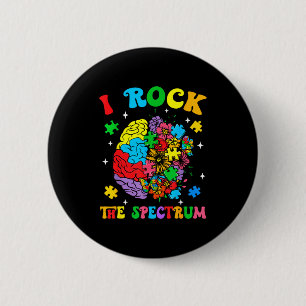 Autism Floral Brain I Rock The Spectrum Awareness 6 Cm Round Badge