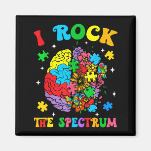 Autism Floral Brain I Rock The Spectrum Awareness Magnet