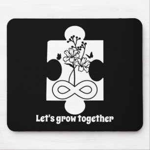 Autism Floral Puzzle Piece Special Education Teach Mouse Pad