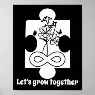 Autism Floral Puzzle Piece Special Education Teach Poster