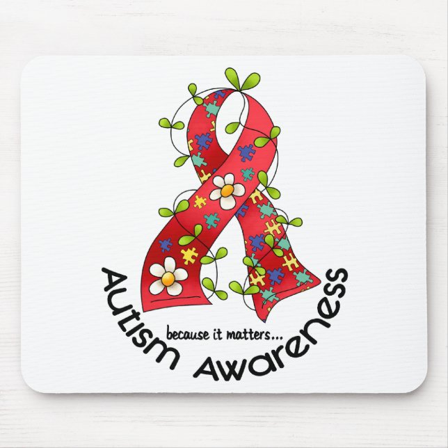 AUTISM Flower Ribbon 1 Mouse Pad (Front)