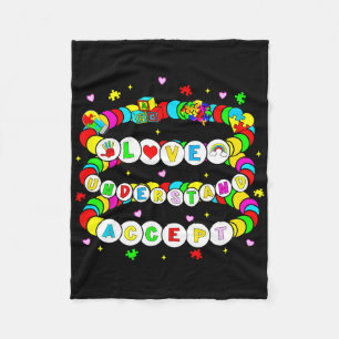Autism Friendship Bracelet Love Accept Understand  Fleece Blanket
