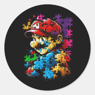Autism Gamer Navigating Autism T Autism Mum Dad Ga Classic Round Sticker