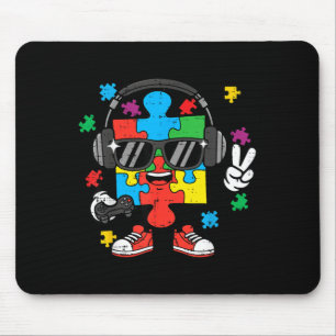 Autism Gamer Puzzle Headphone Awareness Gaming Mouse Pad