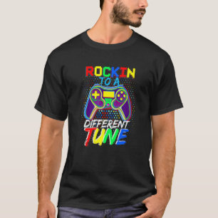 Autism Gamer Rockin' To A Different Tune Autism Aw T-Shirt