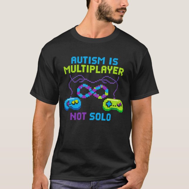 Autism Gamer Support Neurodiversity Video Gaming T-Shirt (Front)