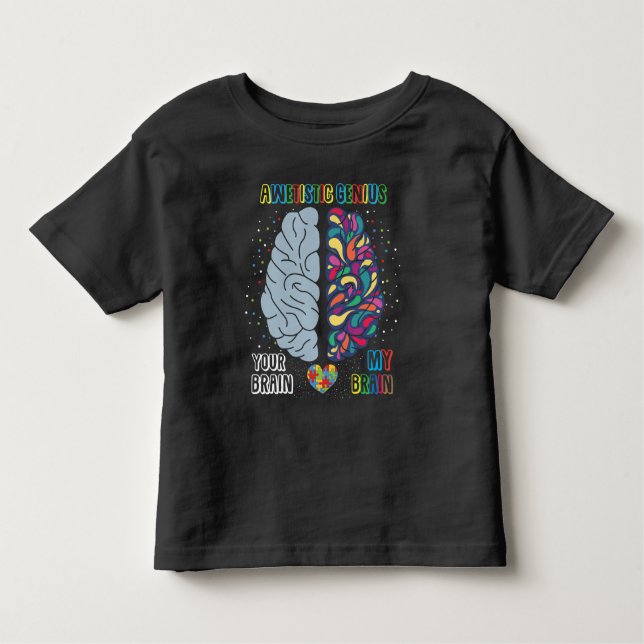 Autism Genius Heart Autistic Colorful Brain Toddler T-Shirt (Front)