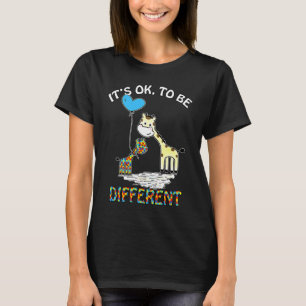 Autism Giraffe It's OK To Be Different Autism Awa T-Shirt