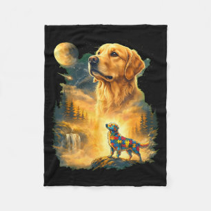 Autism golden retriever howling to the moon 90s fleece blanket