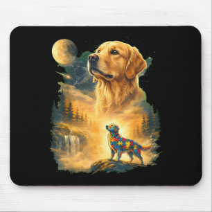 Autism Golden Retriever Howling to The Moon 90s Mouse Pad