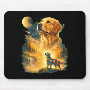Autism golden retriever howling to the moon 90s mouse pad