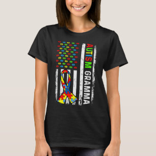 Autism Gramma American Flag Autism Awareness Famil T-Shirt