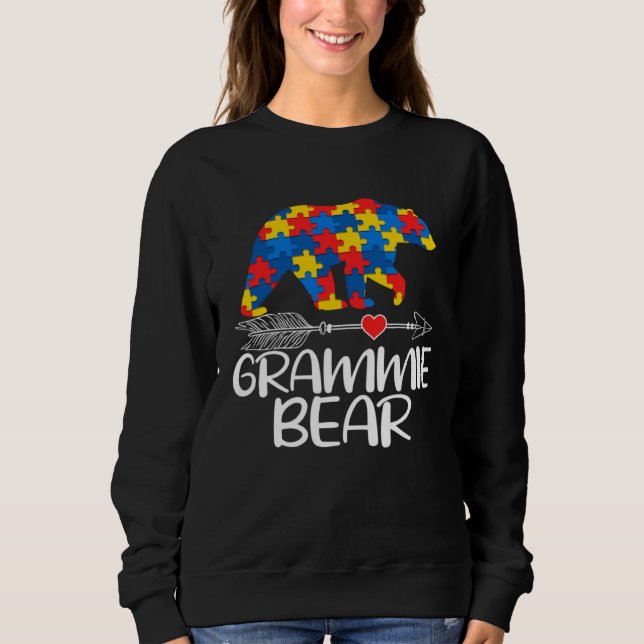 Autism Grammie Bear Autistic Support Autism Awaren Sweatshirt (Front)