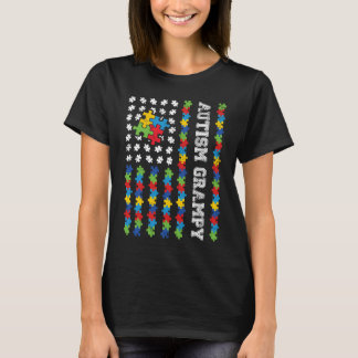 Autism Grampy American Flag Autism Awareness T-Shirt