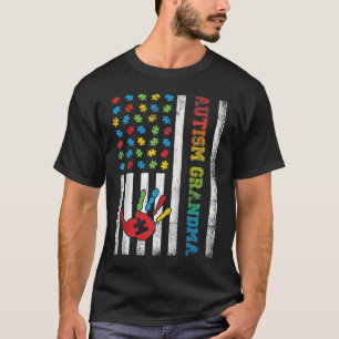 Autism GrandMa American Flag Autism Awareness Ragl T-Shirt