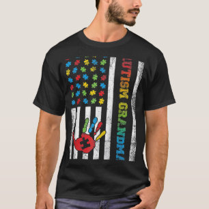 Autism GrandMa American Flag Autism Awareness Ragl T-Shirt