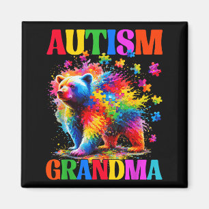 Autism grandma autism awareness day bear puzzle magnet