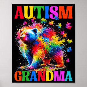 Autism grandma autism awareness day bear puzzle poster