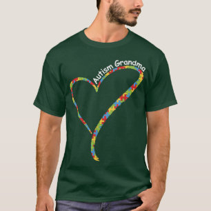 Autism Grandma Autism Awareness  Puzzle Piece Hear T-Shirt