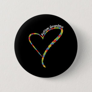 Autism Grandma Autism Awareness Puzzle Piece Heart 6 Cm Round Badge